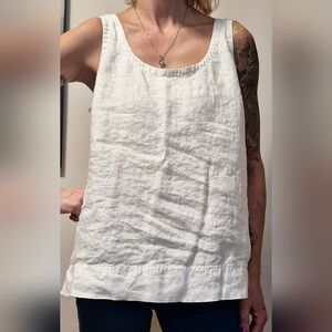 White Linen Sleeveless Top